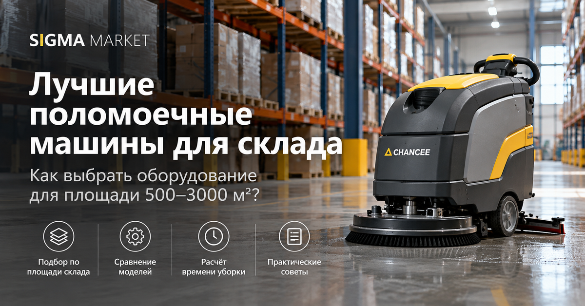Лучшие поломоечные машины для склада: как выбрать оборудование для площади 500–3000 м²